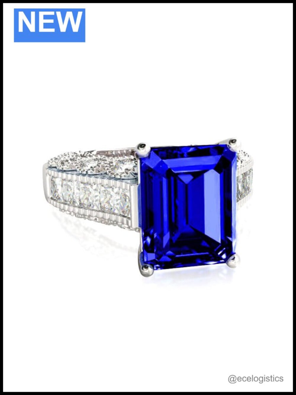 Sterling Silver Emerald Cut Halo Wedding Ring Bridal Set Engagement Band Gift